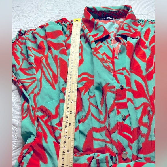 Resort Ready Red and Blue Wrap Midi sunDress - Picture 6 of 6